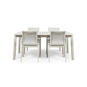 Ensemble de jardin Canelli, table extensible 175-234 cm + 4 chaises, aluminium, beige clair