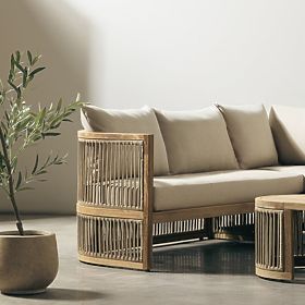Ensemble de jardin d'angle avec table Vetralla, tressage, bois d'acacia FSC, aspect teck, beige clai