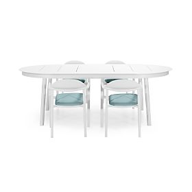 Ensemble de jardin Marinelli, table extensible 230-300 cm + 4 chaises, aluminium, blanc, lectus