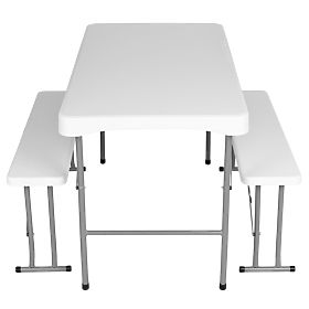 Ensemble de jardin STANLEY table + 2 bancs