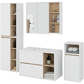 ENSEMBLE DE MEUBLES DE SALLE DE BAIN SUSPENDUS AVEC OUVERTURES VAMI BLANC / CHÊNE SONOMA