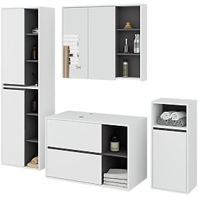 ENSEMBLE DE MEUBLES DE SALLE DE BAIN SUSPENDUS AVEC OUVERTURES VAMI BLANC / GRIS GRAPHITE
