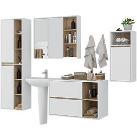 ENSEMBLE DE MEUBLES DE SALLE DE BAIN SUSPENDUS VAMI BLANC / CHÊNE SONOMA