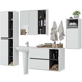 ENSEMBLE DE MEUBLES DE SALLE DE BAIN SUSPENDUS VAMI BLANC / GRIS GRAPHITE
