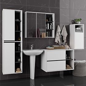 ENSEMBLE DE MEUBLES DE SALLE DE BAIN SUSPENDUS VAMI BLANC / GRIS GRAPHITE