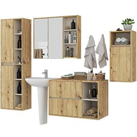 ENSEMBLE DE MEUBLES DE SALLE DE BAIN SUSPENDUS VAMI CHÊNE ARTISAN / CACHEMIRE