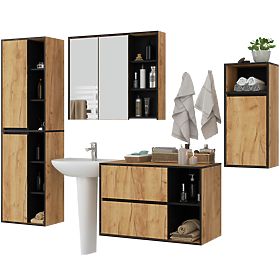 ENSEMBLE DE MEUBLES DE SALLE DE BAIN SUSPENDUS VAMI CHÊNE CRAFT / NOIR