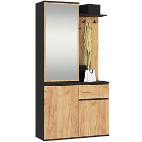 ENSEMBLE DE MEUBLES POUR ENTRÉE ENTRO PK NOIR / CHÊNE CRAFT