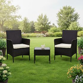 Ensemble de mobilier de jardin 2 fauteuils + table verre trempé noir MultiGarden, MultiGarden