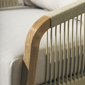 Ensemble de mobilier de jardin Castello, tressage, bois d'acacia FSC, aspect teck, beige