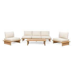 Ensemble de mobilier de jardin Conny en aluminium, beige clair, effet bois