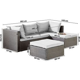 Ensemble de mobilier de jardin FLORENCJA canapé gris ottoman