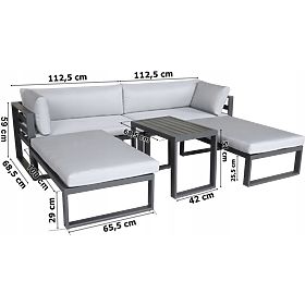 Ensemble de mobilier de jardin SANTO aluminium gris