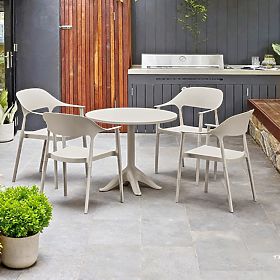 Ensemble de mobilier de jardin (table ronde + 4 chaises) VITA beige