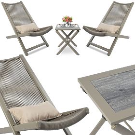 Ensemble de mobilier de terrasse CHILL SAND chaises longues et table, CHILL