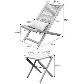 Ensemble de mobilier de terrasse CHILL SAND chaises longues et table, CHILL