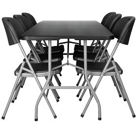 Ensemble de restauration FETA NOIR 180 cm + 6 chaises NOIR