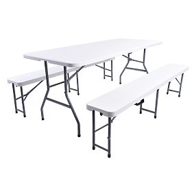 Ensemble de restauration FETA WHITE table + 2 bancs, Halmar