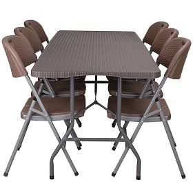 Ensemble de restauration RATTAN table 180 cm + 6 chaises