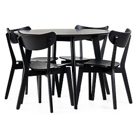 Ensemble de salle à manger Roxby table noire et quatre chaises