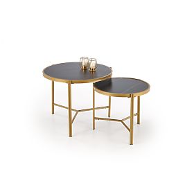 Ensemble FATIMA de 2 tables, marbre noir / doré (1p=1pc)