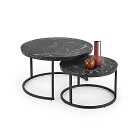 Ensemble JAVA de 2 bancs, marbre noir / noir (1p=1pcs)