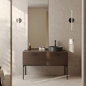 Ensemble meuble avec lavabo La Purete 120 cm, rainuré, noyer/noir