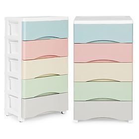 Étagère avec 5 tiroirs coulissants, pieds à roulettes, tiroirs colorés ModernHome