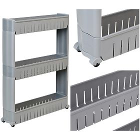 Étagère de cuisine et salle de bain grise 3 niveaux Leira