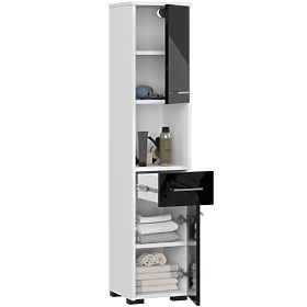 ÉTAGÈRE DE SALLE DE BAIN FIN COLONNE 30 2D 1SZ 1W 140cm PK NOIR BRILLANT