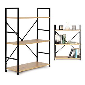 Étagère en bois cadre métallique large LOFT 3 étagères, MODERNHOME