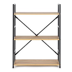 Étagère en bois cadre métallique large LOFT 3 étagères, MODERNHOME