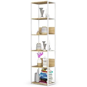 Étagère loft en métal 50 cm - blanc-chêne artisan - 6 étagères