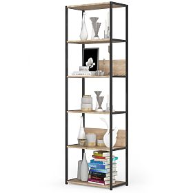 Étagère loft en métal 60 cm - noir-chêne sonoma - 6 étagères