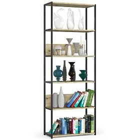 Étagère loft en métal 70 cm - noir-chêne artisan - 6 étagères