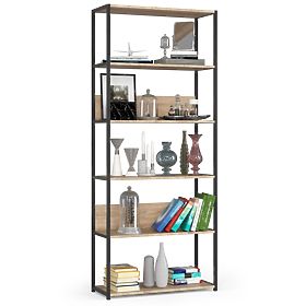 Étagère loft en métal 80 cm - noir-chêne sonoma - 6 étagères