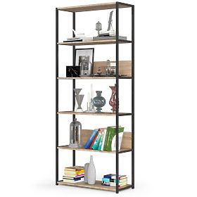 Étagère loft en métal 80 cm - noir-chêne sonoma - 6 étagères