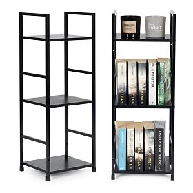 Étagère moderne en bois avec cadre métallique LOFT 3 étagères noir, MODERNHOME