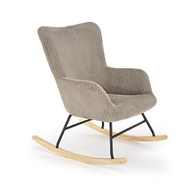 Fauteuil à bascule BELMIRO - velours côtelé gris, Halmar