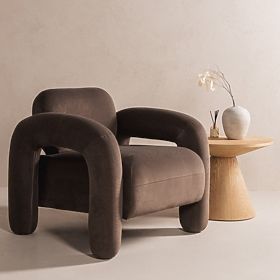 Fauteuil de relaxation Vico, marron, en velours, lectus