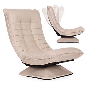 Fauteuil pivotant de relaxation avec chaise longue réglable pour salon beige ModernHome, MODERNHOME