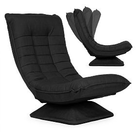 Fauteuil pivotant de relaxation avec dossier réglable chaise longue pour salon noir ModernHome, MODERNHOME