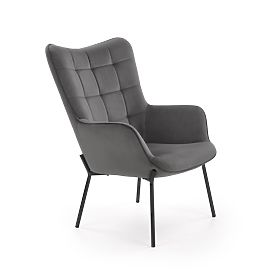 Fauteuil relax CASTEL noir / gris cendré clair, Halmar