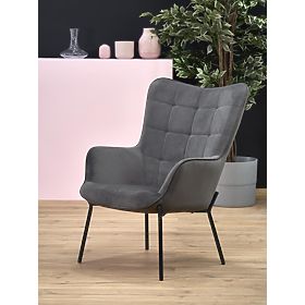 Fauteuil relax CASTEL noir / gris clair, Halmar