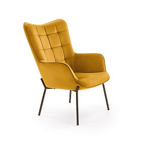 Fauteuil relax CASTEL noir / moutarde