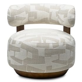 Fauteuil Relax Dolce, formes arrondies, beige/crème, noyer, lectus