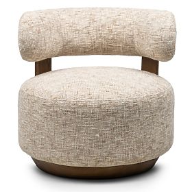 Fauteuil Relax Dolce, formes arrondies, beige-gris/noyer