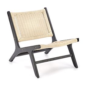 Fauteuil relax FODEN, noir / naturel (1p=1pièce), Halmar