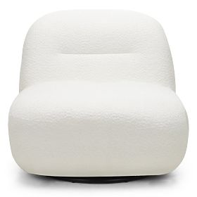 Fauteuil relax Giorgia avec base pivotante, crème, bouclé, lectus