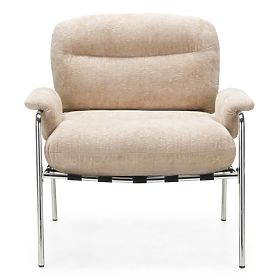 Fauteuil relax Inverno beige, chromé, lectus